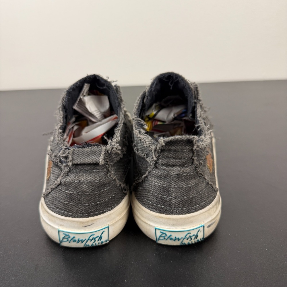 Blowfish Malibu Play Sneakers Women 7.5/8 Black Canvas Distressed Casual Slip On - Picture 8 of 12